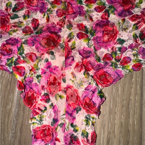 VICTORIA SECRET ROSE PINK/RED FLORAL THE LACE UP LACIE CHEEKY PANTY SIZE XL - Picture 9 of 15